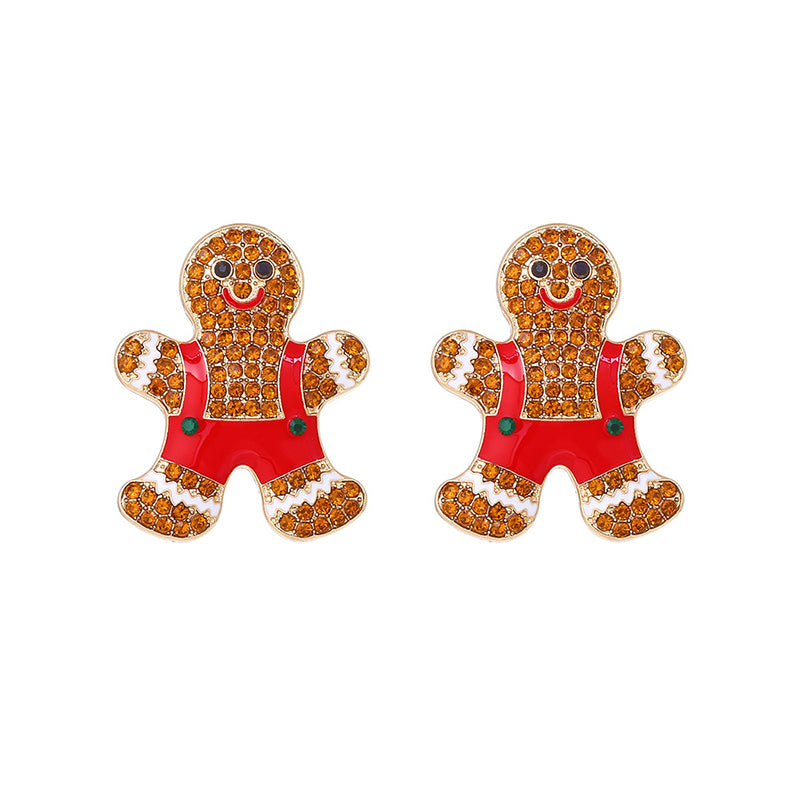 Cartoon Alloy Christmas Gingerbread Man Earrings