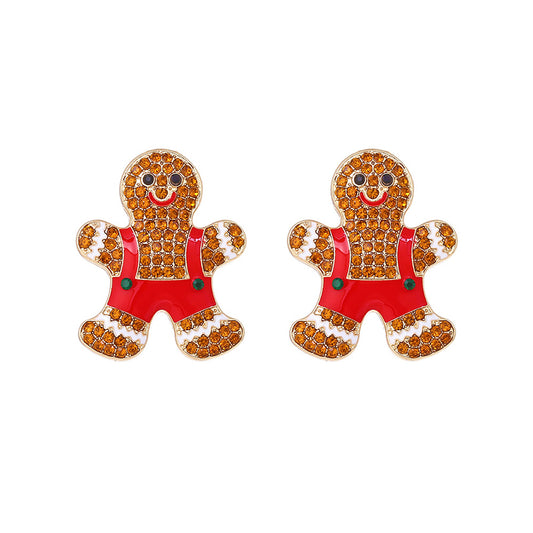 Cartoon Alloy Christmas Gingerbread Man Earrings