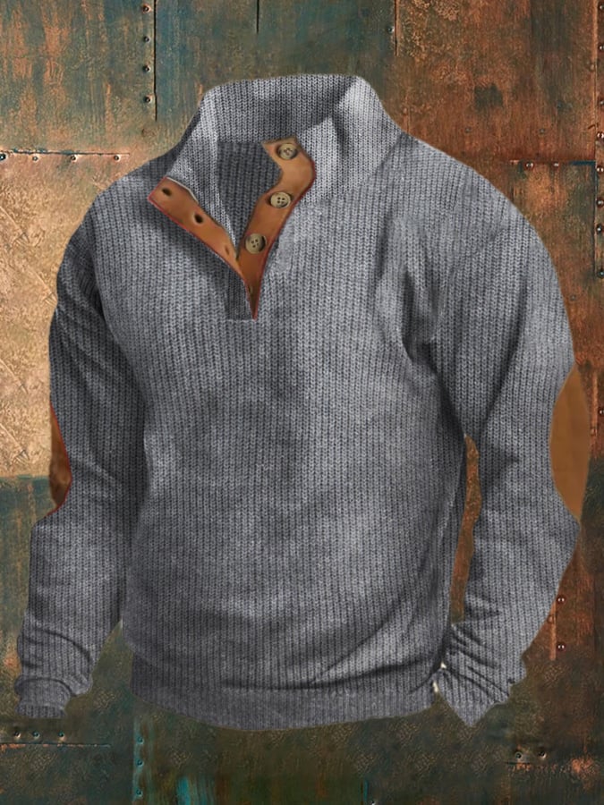 Men'S Vintage Western Stand Collar Sweatshirt