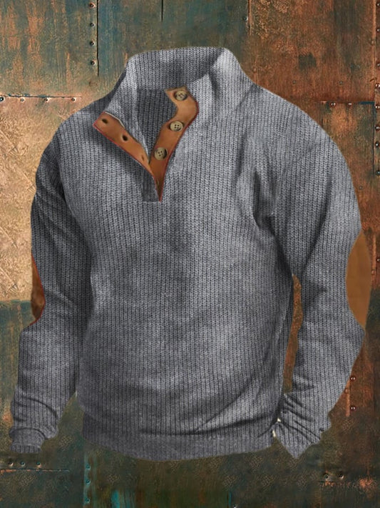 Men'S Vintage Western Stand Collar Sweatshirt