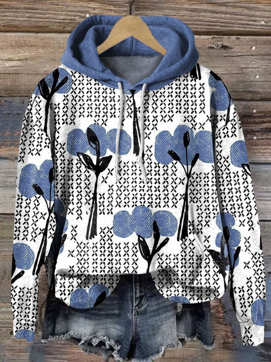 Vintage Floral Art Print Casual Sweatshirt