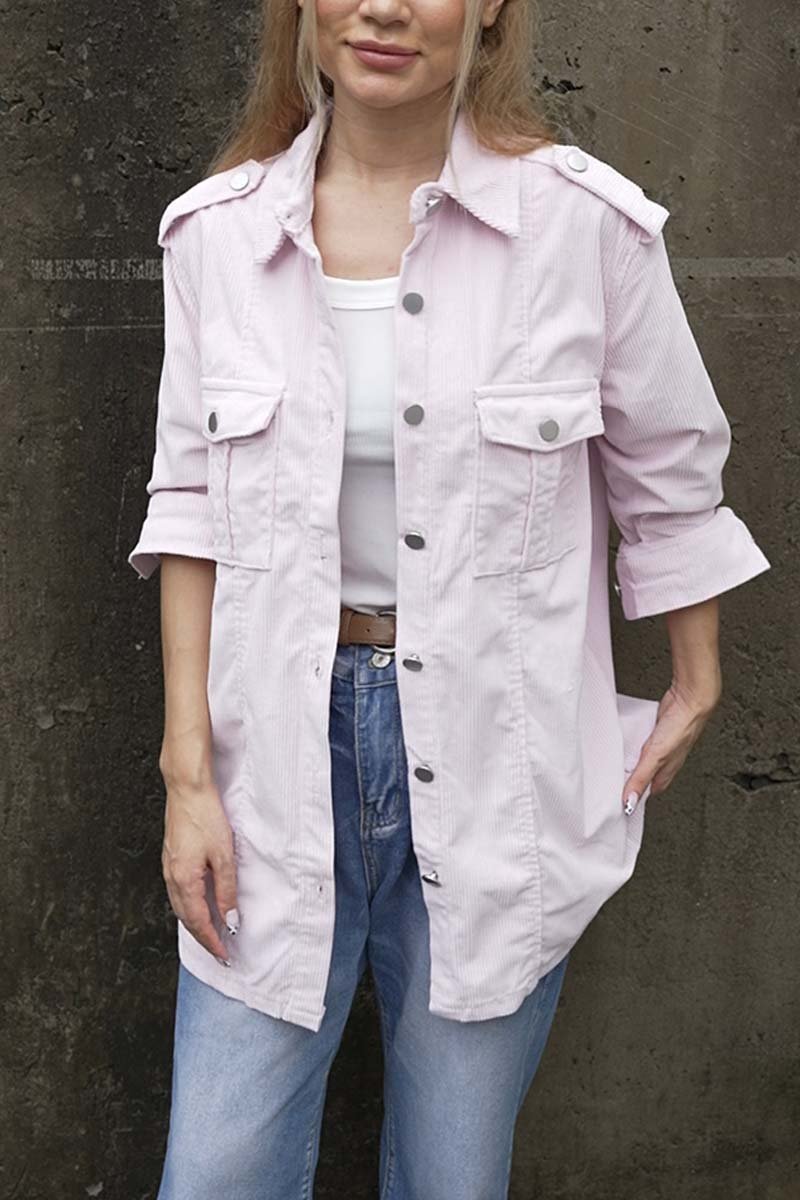 Women's corduroy lapel casual shirt jacket