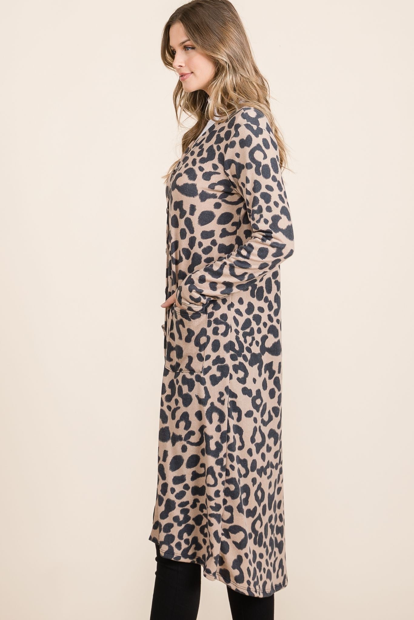 Leopard V-Neck Long Sleeve Cardigan