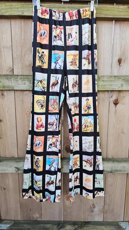 Vintage Cowboy Collage Western Flare Pants