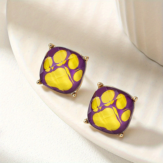 Chic Tiger Paw Square Earrings