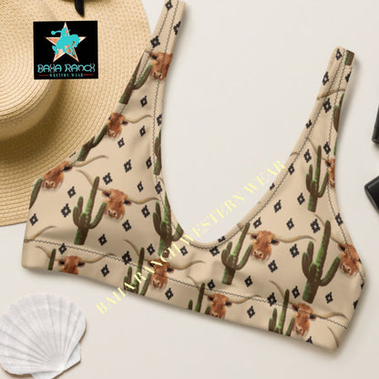 Ready To Ship Yeehaw Longhorn Cactus Bikini Top SIZE XL