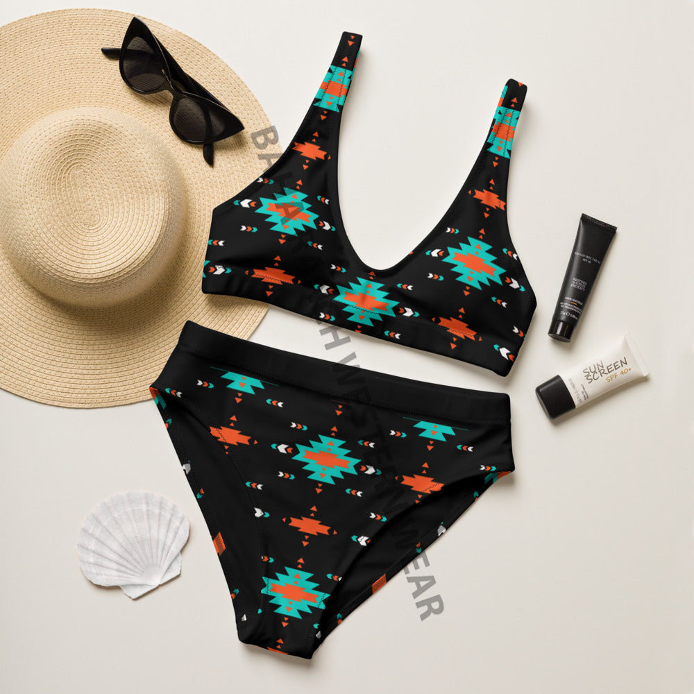 Yeehaw Turquoise & Orange Aztec Bikini