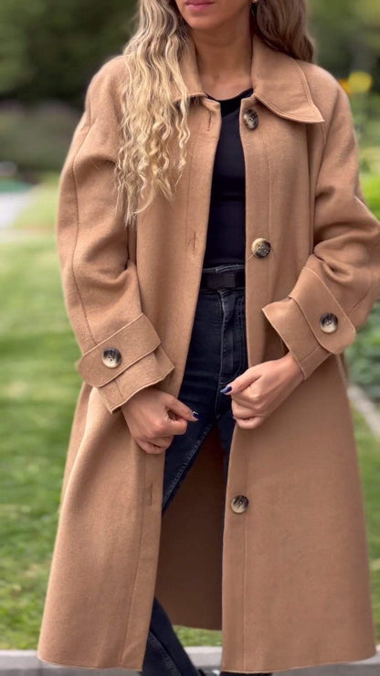 Women's Lapel Long Sleeve Casual Long Coat