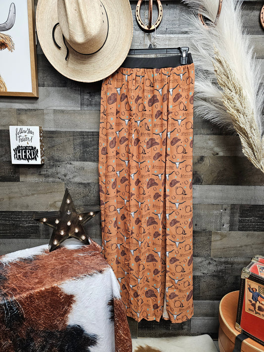 All Western High Slit Long Beach Skirt