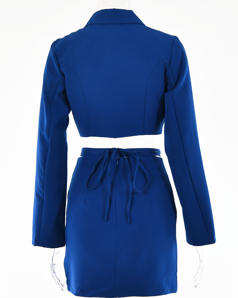 Temperament Tie-Up Open Waist Skirt Suit