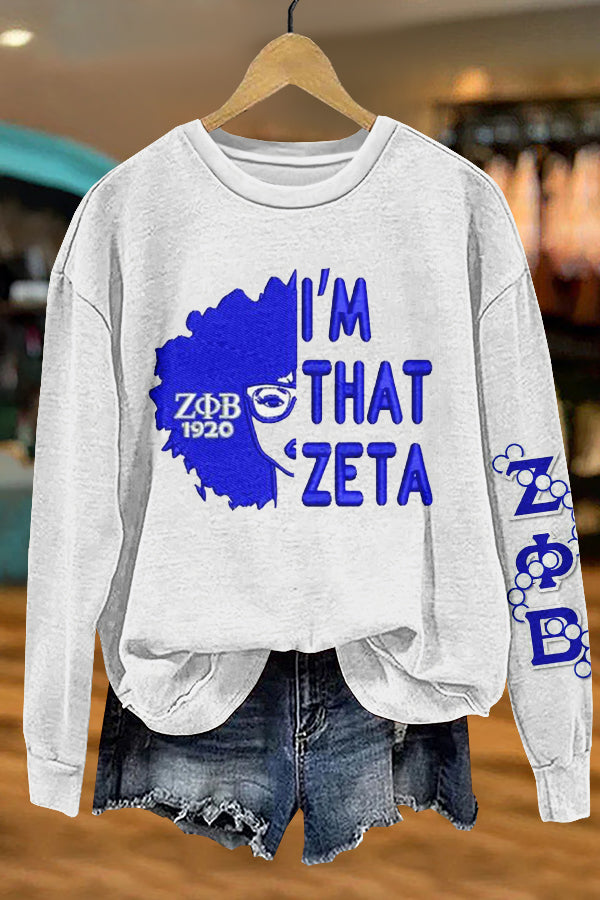 Cute Zeta Phi Beta Print Sweatshirt