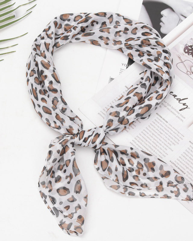 Fashionable Leopard Print Chiffon Square Scarf