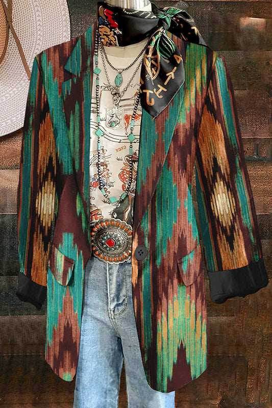 Unique Western Print Blazer