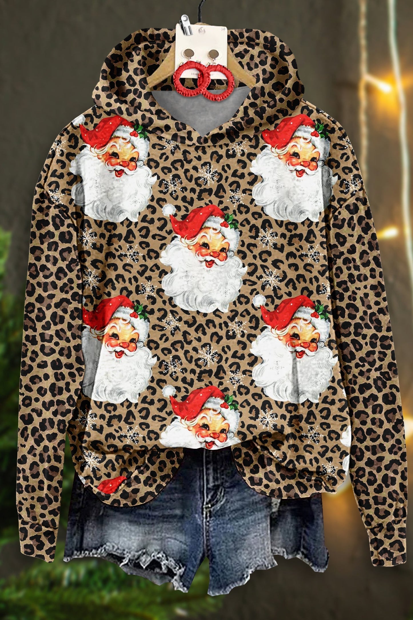 Classic Christmas Santa Claus Print Hoodie