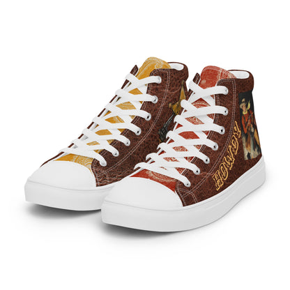 Vintage Wild West Cowboy Women__ high top canvas shoes