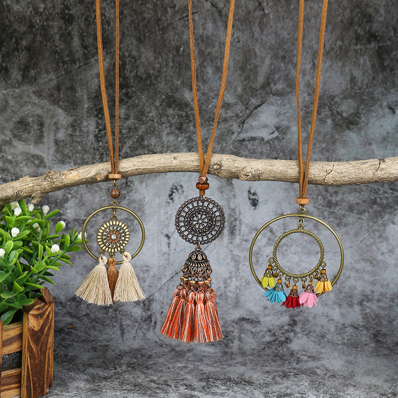 Women's Bohemian Tassel Flower Pendant Necklace