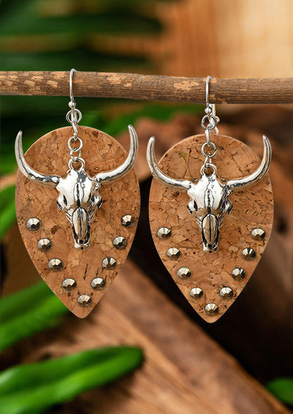 Western Steer Skull Rivet Earrings