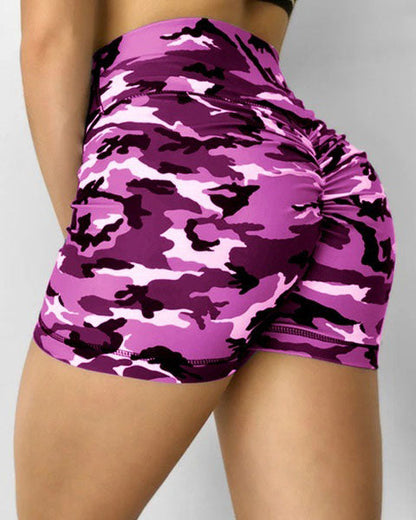 Camo Print Butt Lift Yoga Shorts