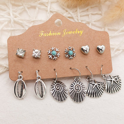 Women's Bohemian Long Tassel Leaf Feather Set Earrings