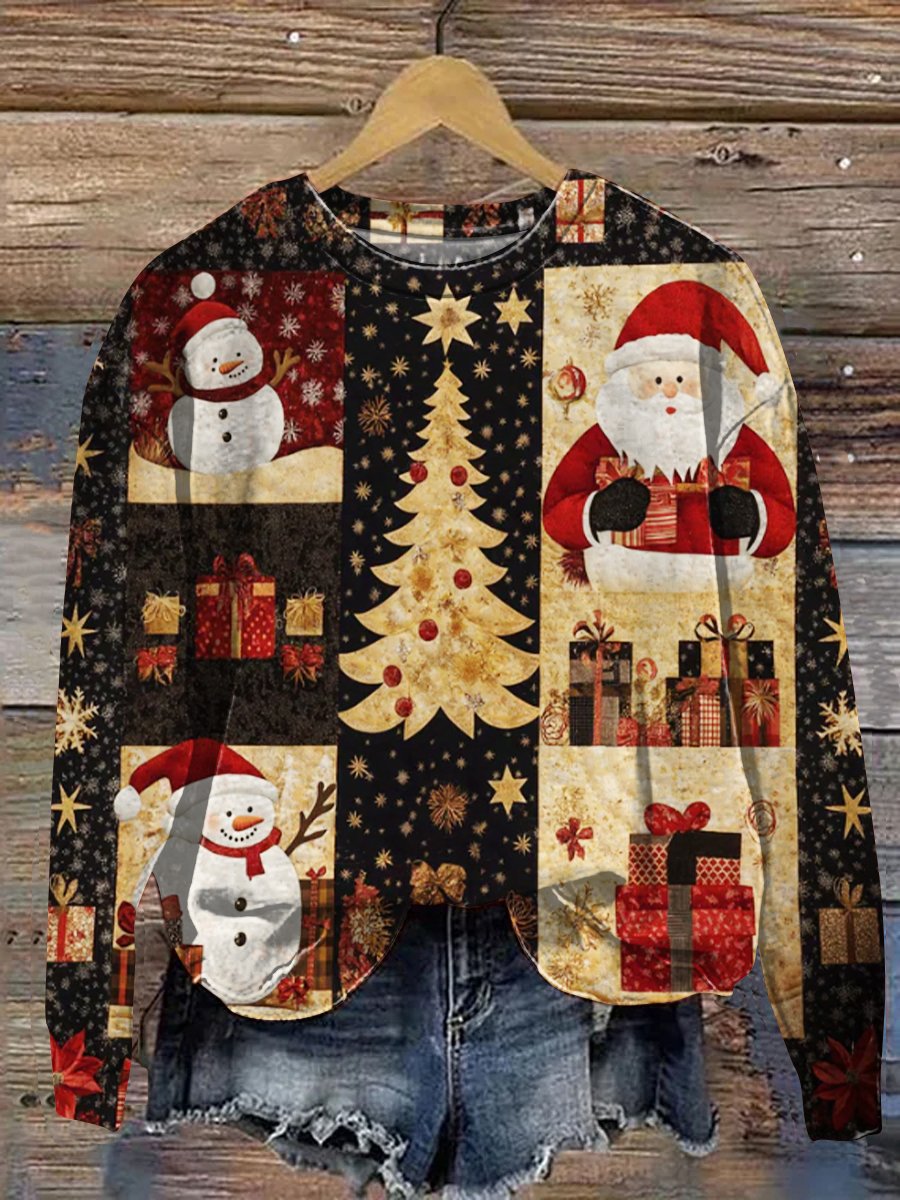 Vintage Santa Art Print Casual  Sweatshirt