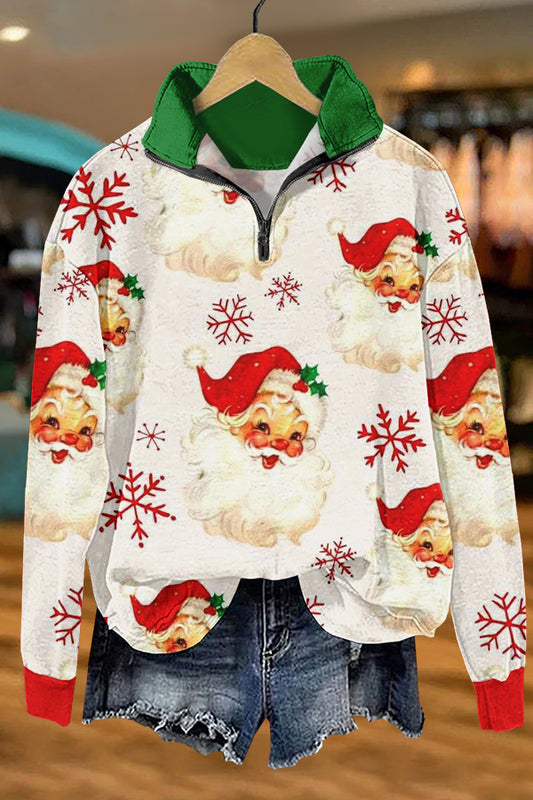 Cute Christmas Santa Claus Print Sweatshirt