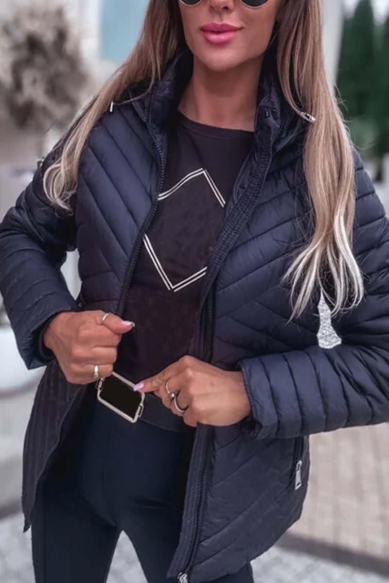 Women's Casual Solid Color Hooded Jacket