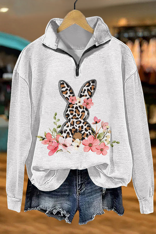 Cute Easter Bunny Leopard Print Sweatshirt