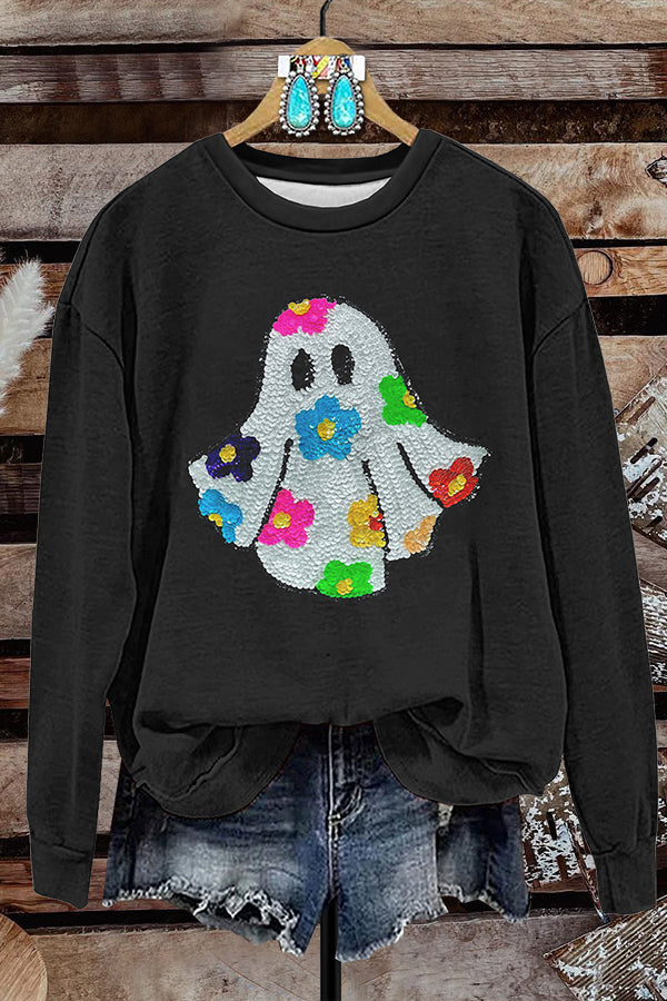 Halloween Spooky Print Sweatshirt