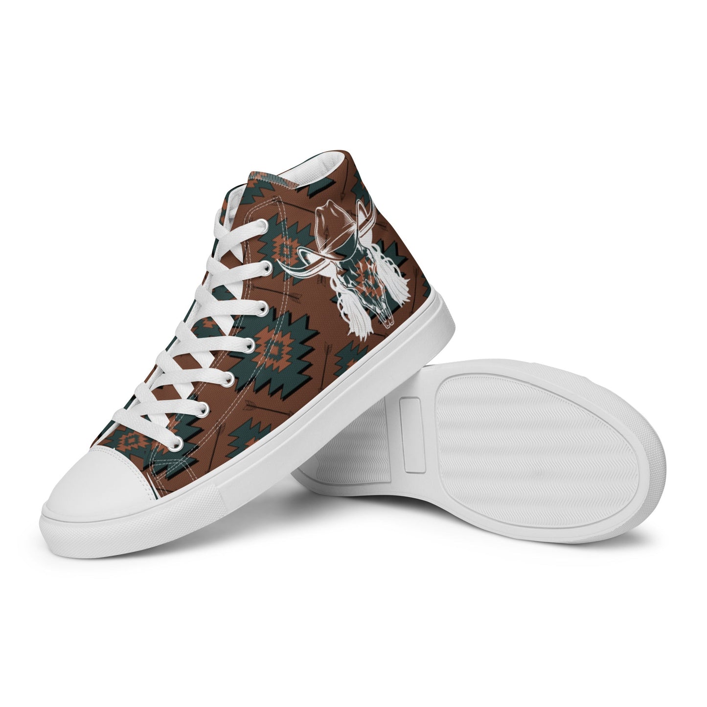 Aztec Mullet Cowboy Men__ high top canvas shoes