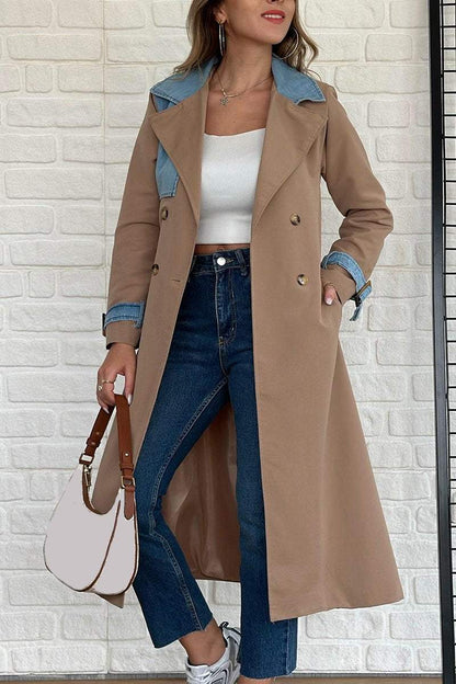 Women's Elegant Colorblocked Long Coat