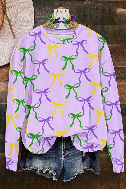 Cute Mardi Gras Bow Print Sweatshirt