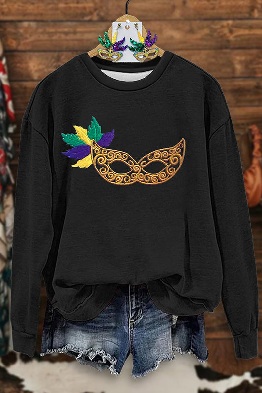 Casual Mardi Gras Print Sweatshirt