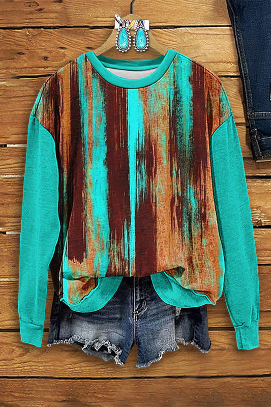 Casual Western Print Long Sleeve Sweatshirt