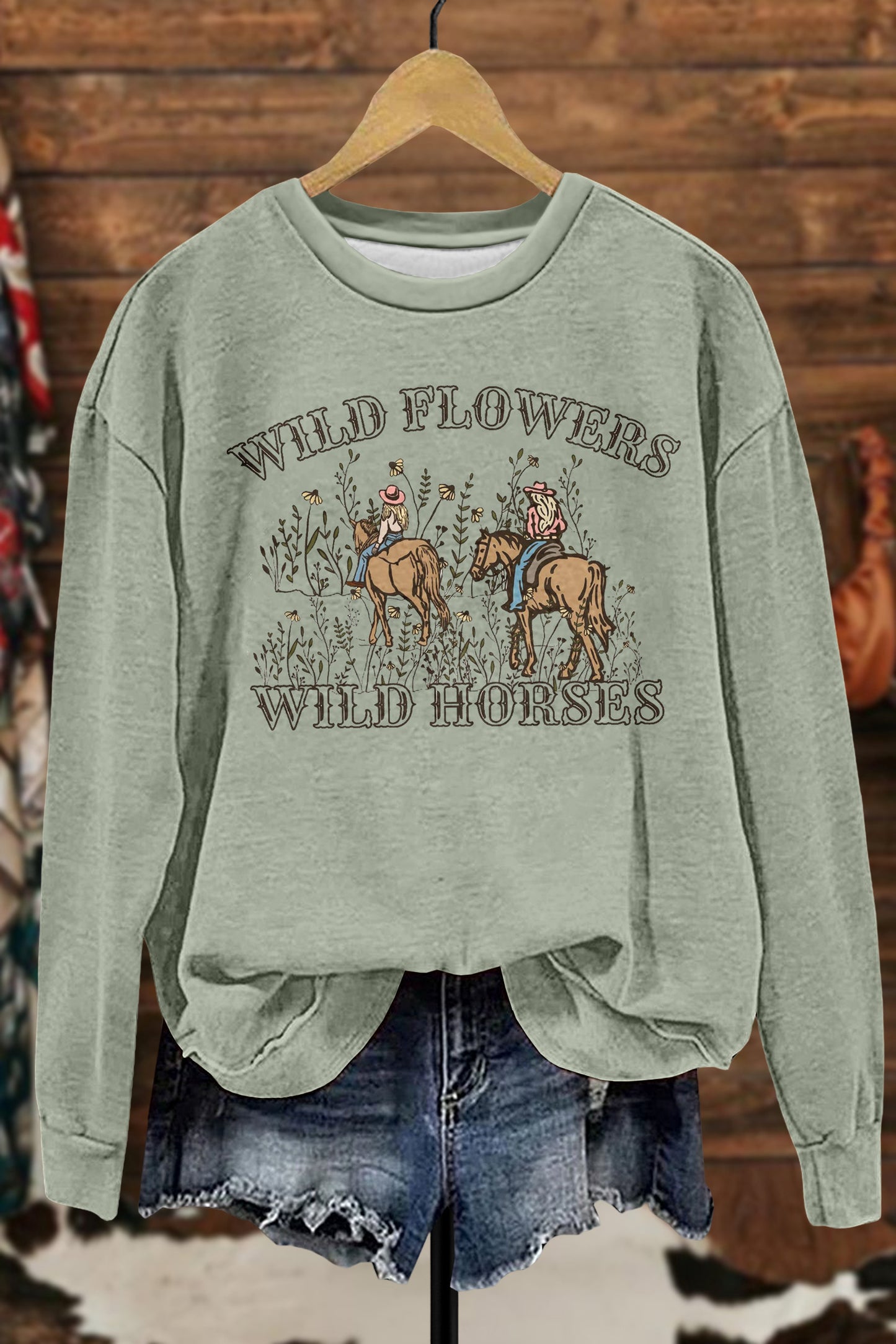 Sweet Western Girl Printed Sweatshirt