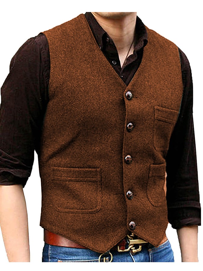 Fashion Temperament Men's Single-Breasted Slim Vest Vest