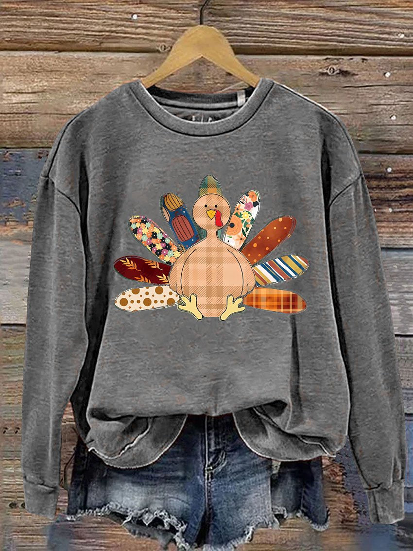 Patchwork Turkey Fall Casual  Sweatshirt