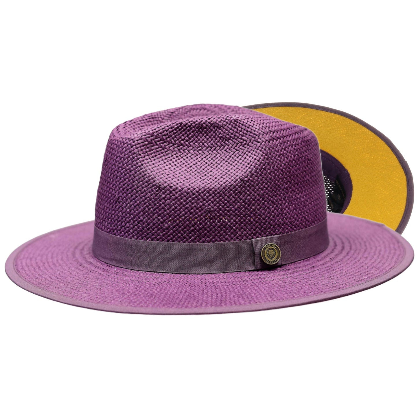 Bruno Capelo Kingdom Color Bottom Wide Brim Straw Fedora-Black / Gold