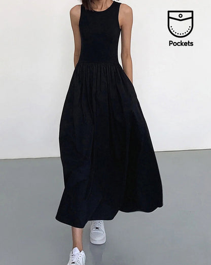 Leisure Crew Neck Long Dress