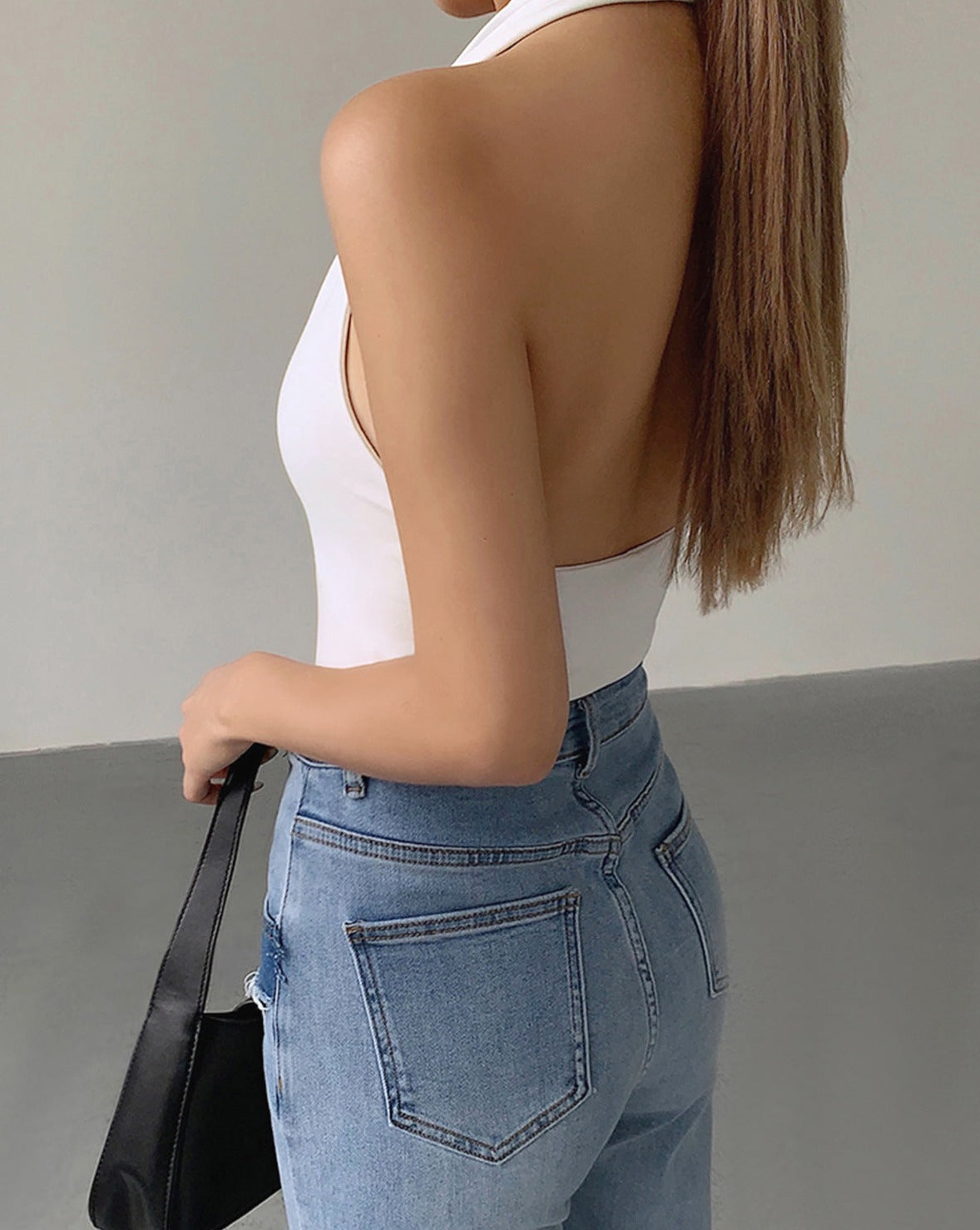 V-Neck Halter Open Back Tank Top