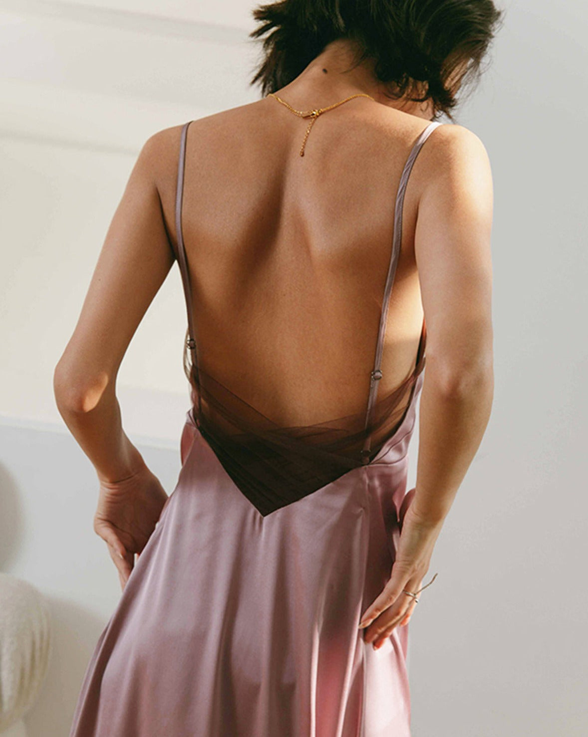 Open Back Satin Long Dress