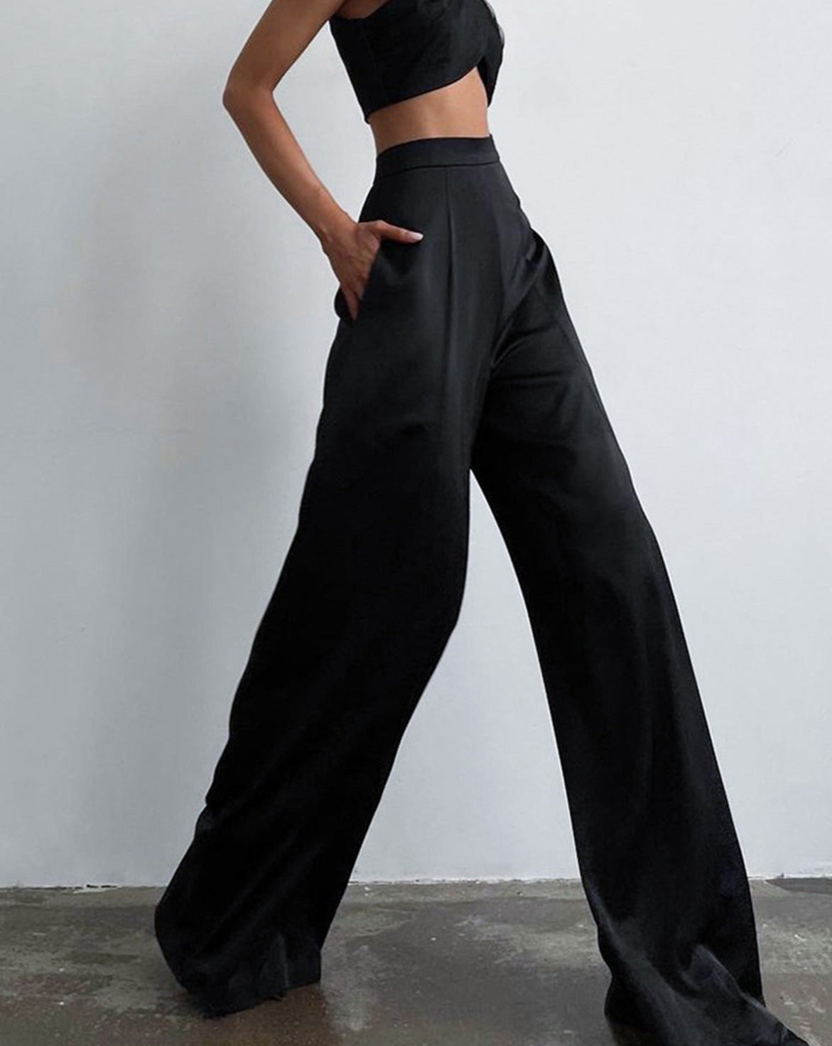 Oversized Satin Wide Leg Dress Pants