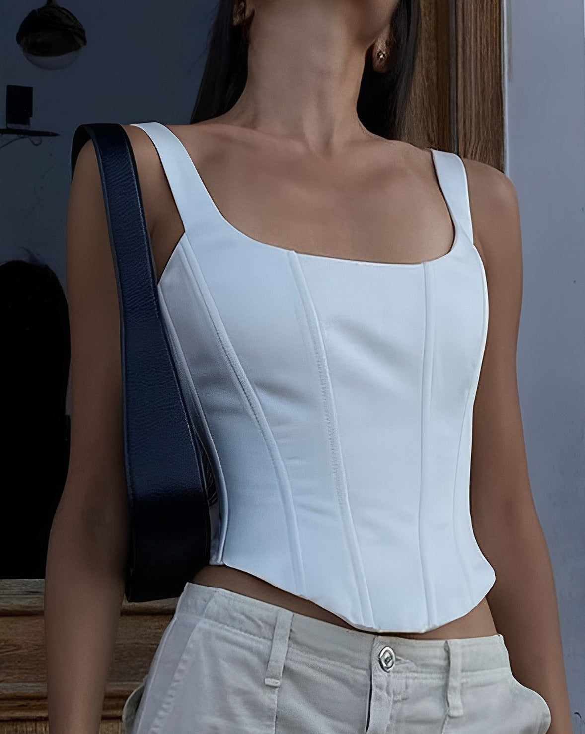 Ivory Glow Tied Crop Corset Top