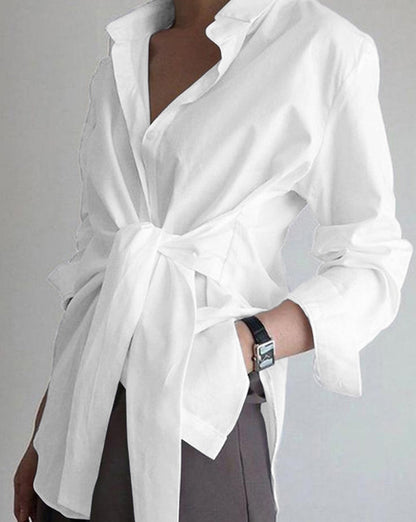 Button Down Tied Long Shirt