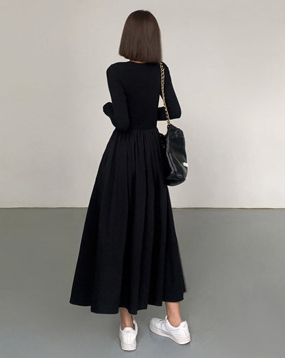 Leisure Pockets Long Sleeve Long Dress