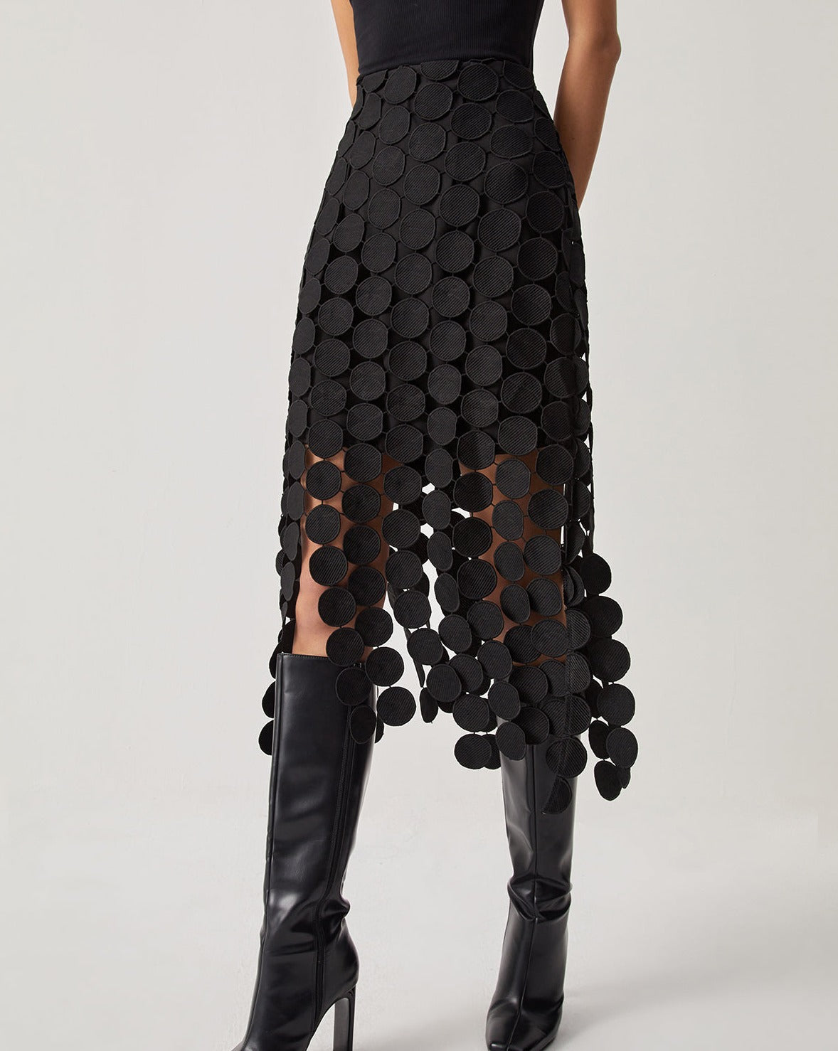 Laser Cut Multi Circle Double Layered Skirt