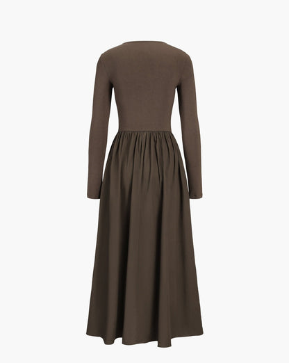 Leisure Pockets Long Sleeve Long Dress