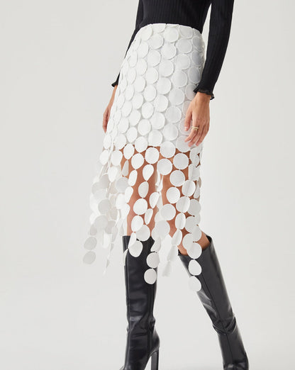 Laser Cut Multi Circle Double Layered Skirt