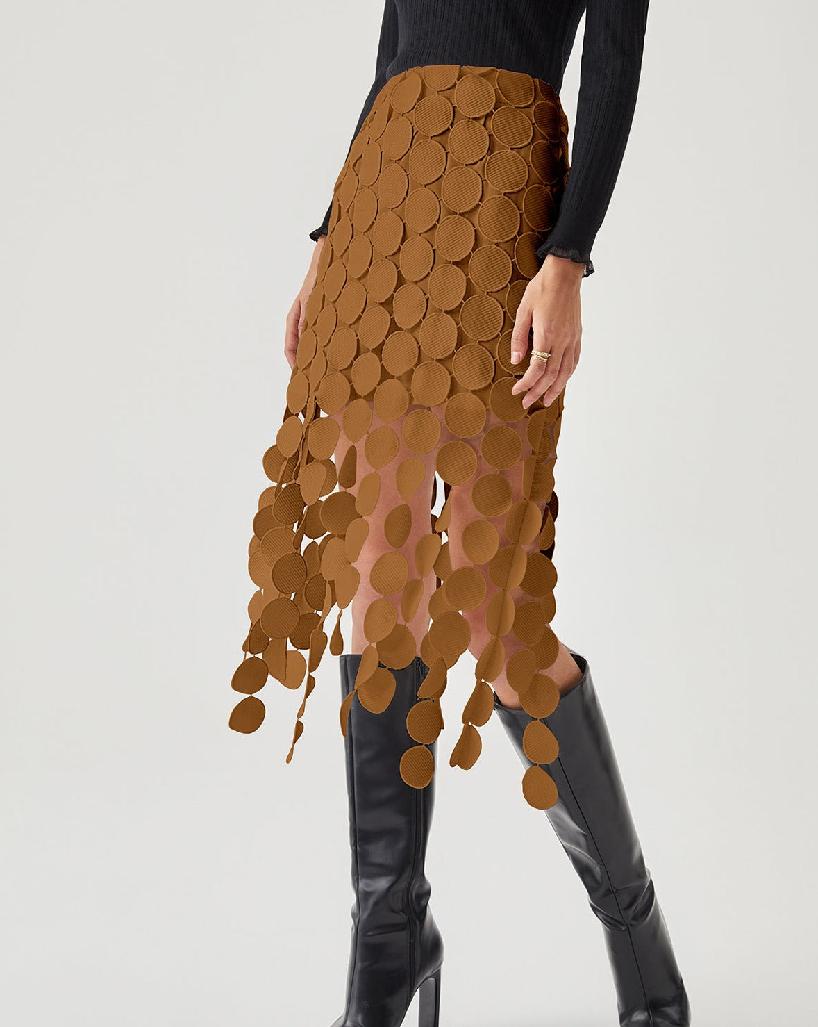 Laser Cut Multi Circle Double Layered Skirt