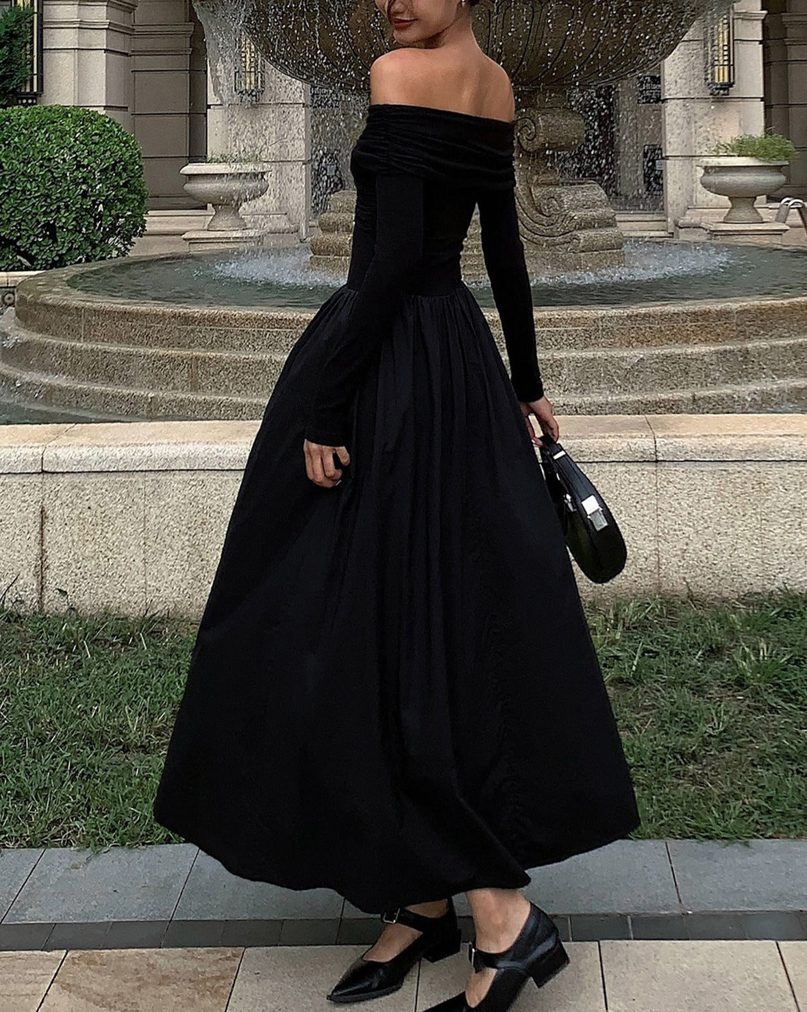 Off Shoulder Criss Cross Long Dress