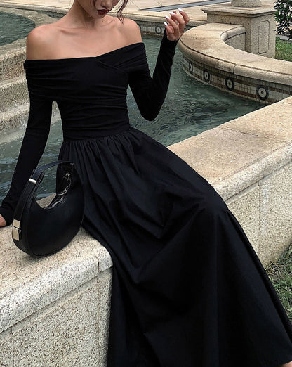 Off Shoulder Criss Cross Long Dress